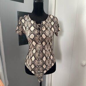 Snake Print Bodysuit Top